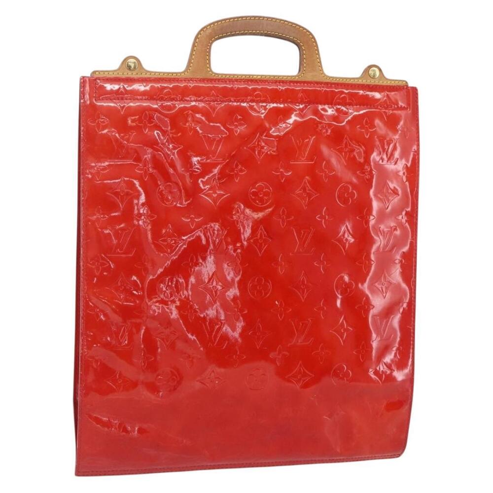 LOUIS VUITTON Monogram Vernis Stanton Tote Bag Red M91078 LV Auth 153523